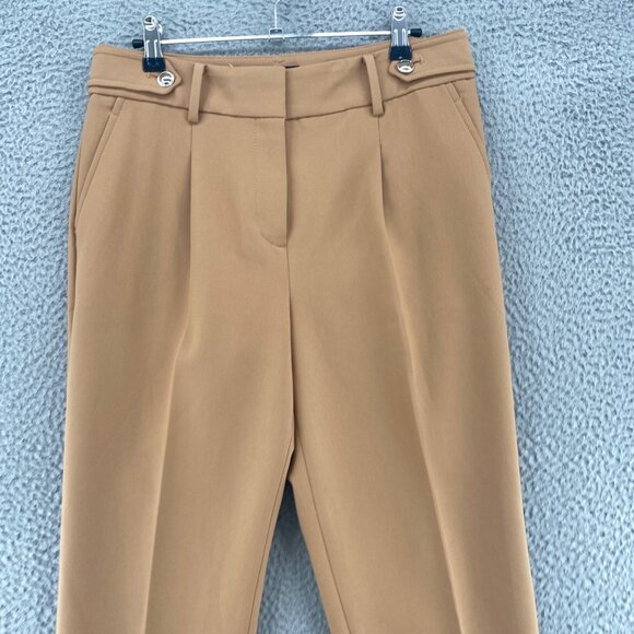 Talbots Pants Womens 4 Brown Stretch Pleated Tapered Leg Pockets Office Career - Picture 2 of 11